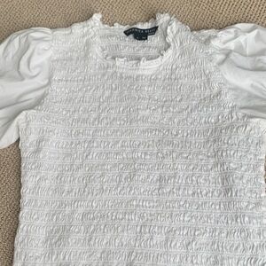 Veronica Beard White Smocked Blouse